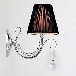 Nowoczesna lampa ścienna z abażurem z tkaniny w stylu żyrandola z kryształową kroplą