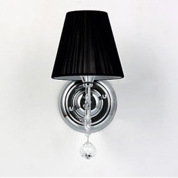 Nowoczesna lampa ścienna z abażurem z tkaniny w stylu żyrandola z kryształową kroplą