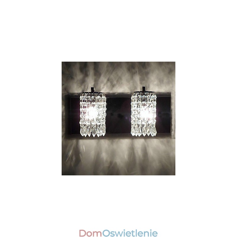 Nowoczesna lampa ścienna z kryształowymi wisiorkami i 2 światłami w polerowanym chromie