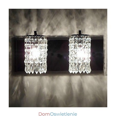 Nowoczesna lampa ścienna z kryształowymi wisiorkami i 2 światłami w polerowanym chromie Nowoczesna lampa ścienna z kryształowymi wisiorkami i 2 światłami w polerowanym chromie