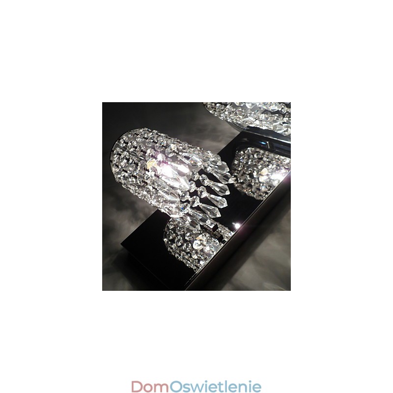 Nowoczesna lampa ścienna z kryształowymi wisiorkami i 2 światłami w polerowanym chromie