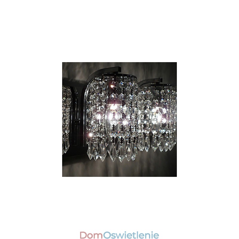 Nowoczesna lampa ścienna z kryształowymi wisiorkami i 2 światłami w polerowanym chromie