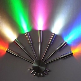 Nowoczesna lampa ścienna z rozpraszającym światłem, wachlarzowata, 7 metalowych pałeczek, styl elegancki