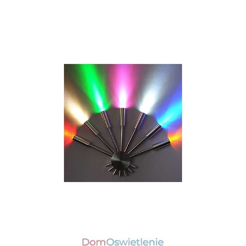 Nowoczesna lampa ścienna z rozpraszającym światłem, wachlarzowata, 7 metalowych pałeczek, styl elegancki