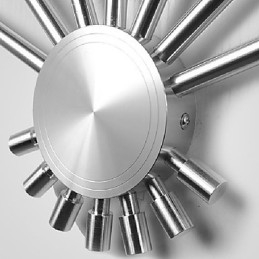 Nowoczesna lampa ścienna z rozpraszającym światłem, wachlarzowata, 7 metalowych pałeczek, styl elegancki