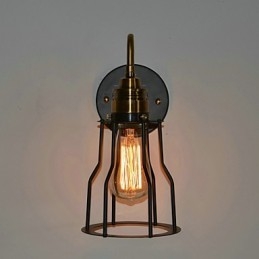 Minimalistyczna artystyczna lampa ścienna z czarnym metalowym kloszem szkieletowym