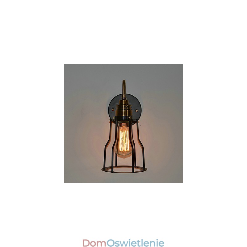 Minimalistyczna artystyczna lampa ścienna z czarnym metalowym kloszem szkieletowym