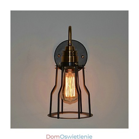 Minimalistyczna artystyczna lampa ścienna z czarnym metalowym kloszem szkieletowym Minimalistyczna artystyczna lampa ścienna z czarnym metalowym kloszem szkieletowym