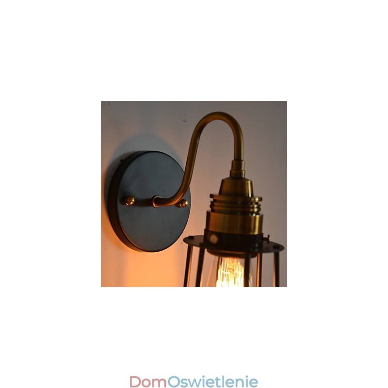 Minimalistyczna artystyczna lampa ścienna z czarnym metalowym kloszem szkieletowym