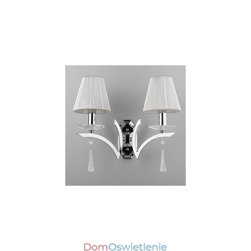Elegancka lampa ścienna z 2 światłami, zdobiona kryształowymi kroplami