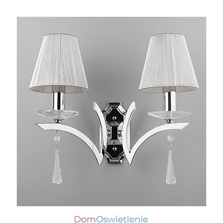 Elegancka lampa ścienna z 2 światłami, zdobiona kryształowymi kroplami Elegancka lampa ścienna z 2 światłami, zdobiona kryształowymi kroplami