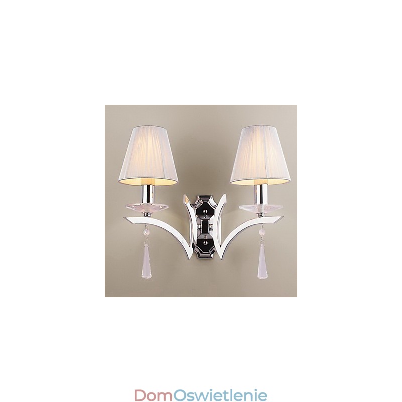 Elegancka lampa ścienna z 2 światłami, zdobiona kryształowymi kroplami
