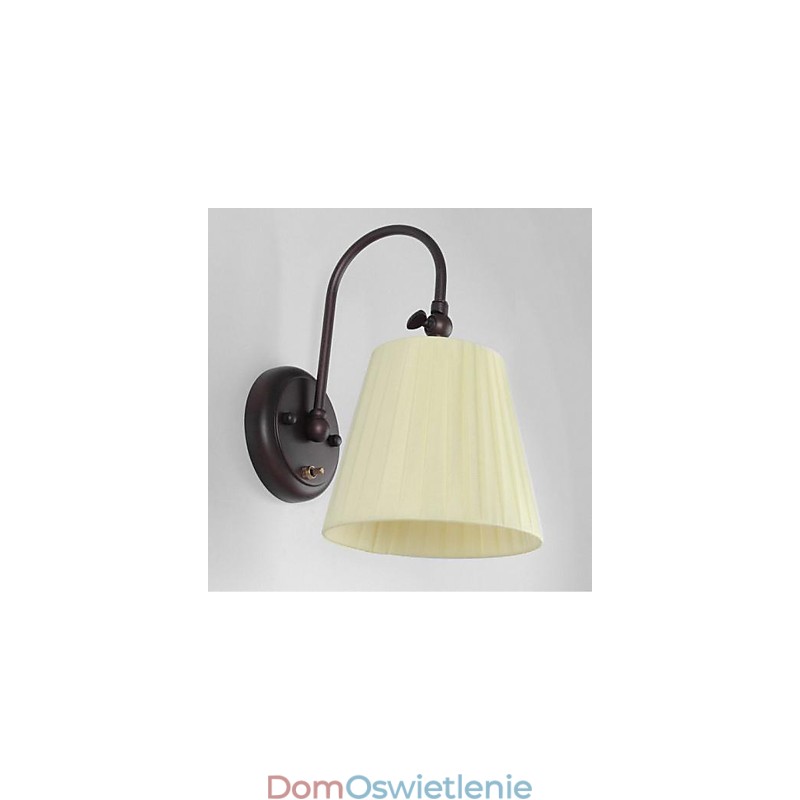 Żelazna lampa ścienna z abażurem z tkaniny w 1 świetle