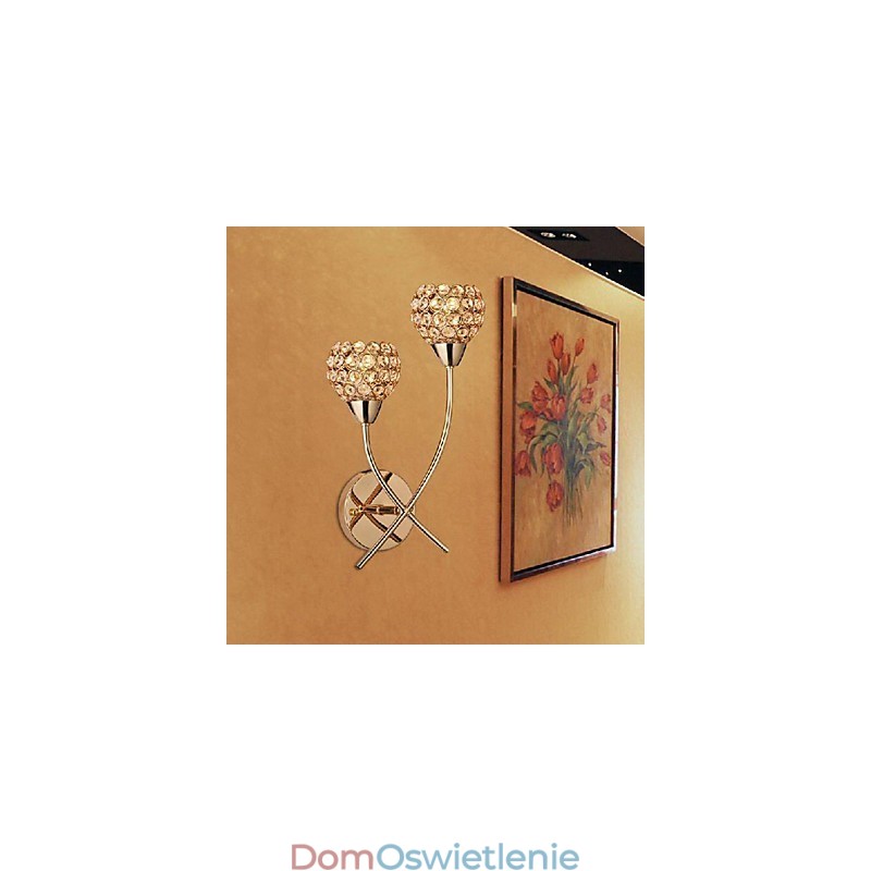 Kryształowa złota lampa ścienna w 2 światłach
