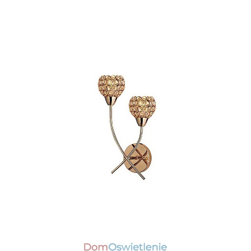 Kryształowa złota lampa ścienna w 2 światłach