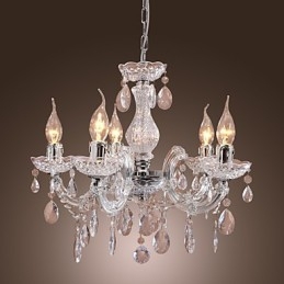 Lampa sufitowa chromowana Upligh, lampa wisząca na świecę, akrylowa, żyrandol