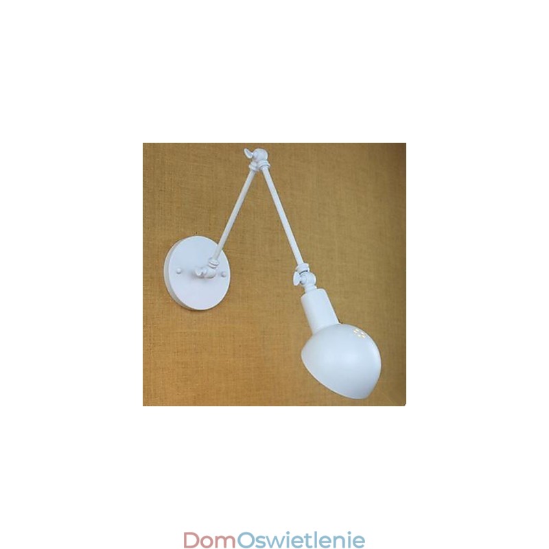 Biała podwójna lampa ścienna festiwalowa z kutego żelaza, długie ramię
