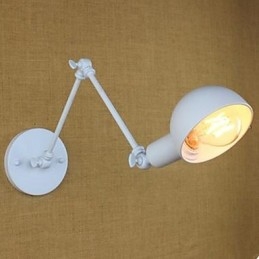 Biała podwójna lampa ścienna festiwalowa z kutego żelaza, długie ramię