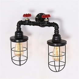 Vintage Industrial Pipe Wall Lights Black Creative Lights Restaurant Cafe Bar Decoration lighting With 2 Lights Painted Finish