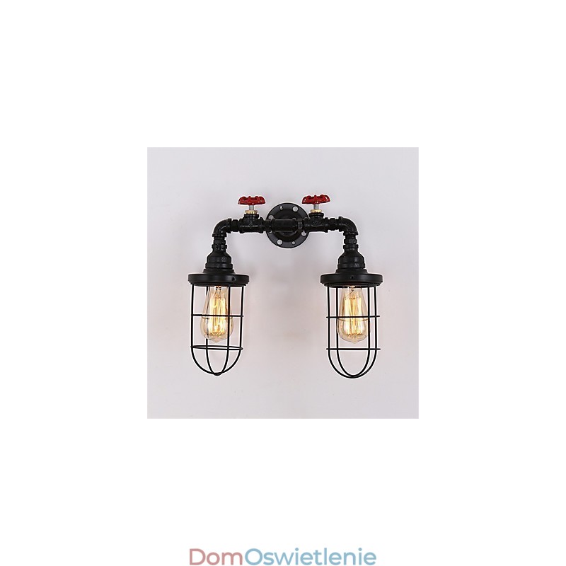 Vintage Industrial Pipe Wall Lights Black Creative Lights Restaurant Cafe Bar Decoration lighting With 2 Lights Painted Finish