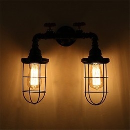 Vintage Industrial Pipe Wall Lights Black Creative Lights Restaurant Cafe Bar Decoration lighting With 2 Lights Painted Finish