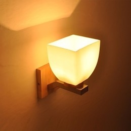 Prosta lampa ścienna, lampka nocna, biurko z kloszem szklanym i litego drewna do sypialni, komody, salonu, pokoju dziecięcego, akademika, stolika kawowego, biblioteczki