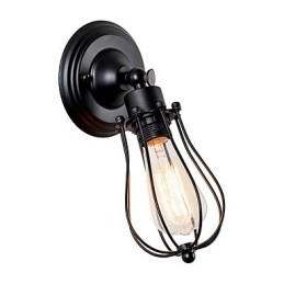Kinkiet Vintage Industrial Kinkiet Czarny Metalowy Drut Klatka Ścienna Lampa