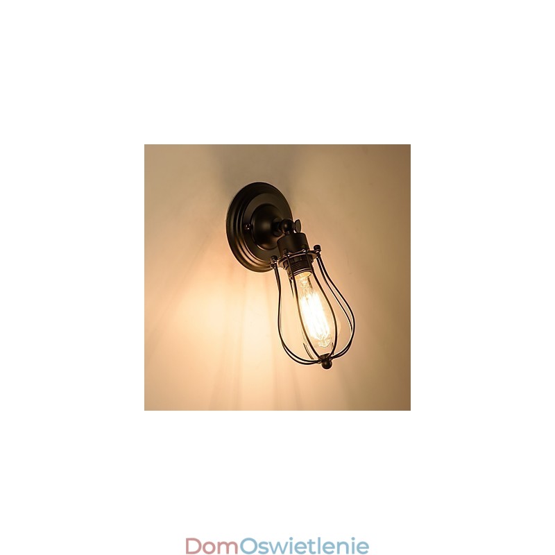 Kinkiet Vintage Industrial Kinkiet Czarny Metalowy Drut Klatka Ścienna Lampa
