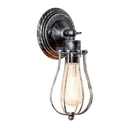 Kinkiet Vintage Industrial Kinkiet Czarny Metalowy Drut Klatka Ścienna Lampa