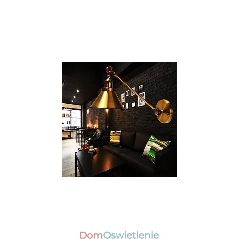 Vintage Metalowy Kinkiet Ścienny Zamontowany Retro Industrialny Klosz Lampy Ściennej Regulowane Oświetlenie Nocne