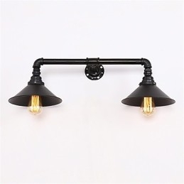 Vintage Industrial Pipe Wall Lights Czarny metalowy klosz Restauracja Kawiarnia Bar Dekoracja oświetlenie z 2 światłami Malowane wykończenie