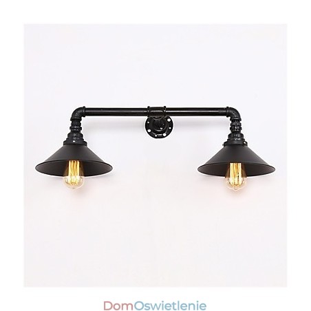 Vintage Industrial Pipe Wall Lights Czarny metalowy klosz Restauracja Kawiarnia Bar Dekoracja oświetlenie z 2 światłami Malowane wykończenie Vintage Industrial Pipe Wall Lights Czarny metalowy klosz Restauracja Kawiarnia Bar Dekoracja oświetlenie z 2 światłami Malowane wykończenie