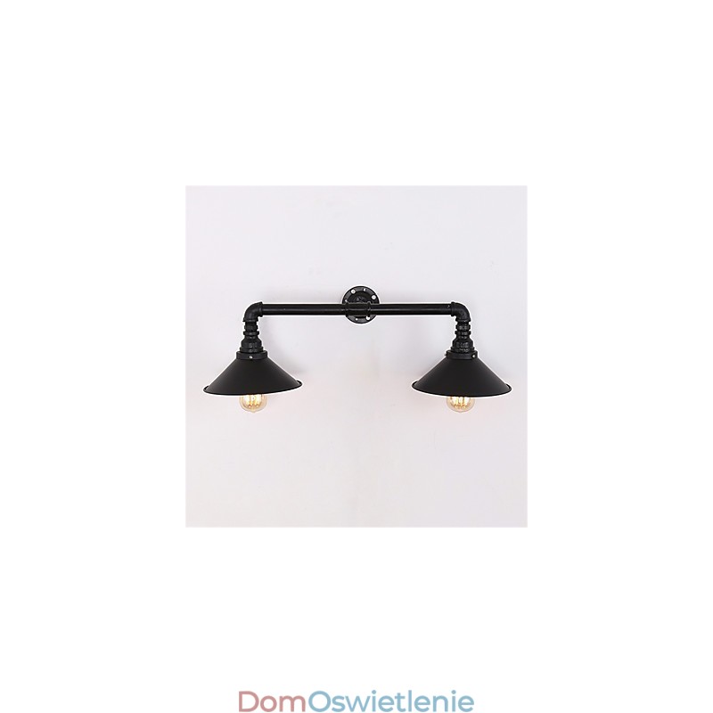 Vintage Industrial Pipe Wall Lights Czarny metalowy klosz Restauracja Kawiarnia Bar Dekoracja oświetlenie z 2 światłami Malowane wykończenie