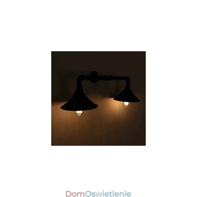 Vintage Industrial Pipe Wall Lights Czarny metalowy klosz Restauracja Kawiarnia Bar Dekoracja oświetlenie z 2 światłami Malowane wykończenie