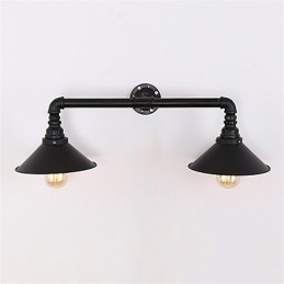 2 Heads Retro Industrial Pipe Wall Lights Simple Loft Black Metal Jadalnia Kuchnia Bar Kawiarnia Dekoracja oświetlenie
