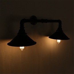 2 Heads Retro Industrial Pipe Wall Lights Simple Loft Black Metal Jadalnia Kuchnia Bar Kawiarnia Dekoracja oświetlenie