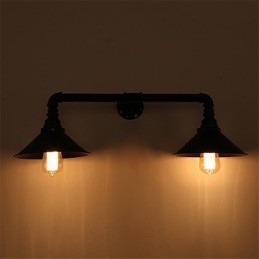 2 Heads Retro Industrial Pipe Wall Lights Simple Loft Black Metal Jadalnia Kuchnia Bar Kawiarnia Dekoracja oświetlenie