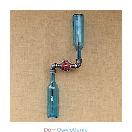 Kute żelazo Loft Butelka Rura Butelka Lampa ścienna Półka