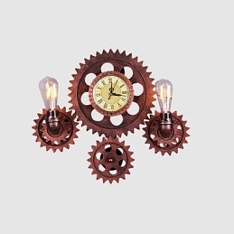 Lampy ścienne w stylu vintage industrialnym z drewna w kształcie koła zębatego, kreatywne, obrotowe, oświetlenie do restauracji, kawiarni, baru, dekoracji