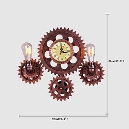 Lampy ścienne w stylu vintage industrialnym z drewna w kształcie koła zębatego, kreatywne, obrotowe, oświetlenie do restauracji, kawiarni, baru, dekoracji