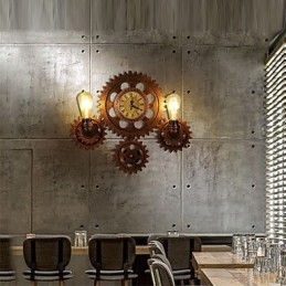 Lampy ścienne w stylu vintage industrialnym z drewna w kształcie koła zębatego, kreatywne, obrotowe, oświetlenie do restauracji, kawiarni, baru, dekoracji