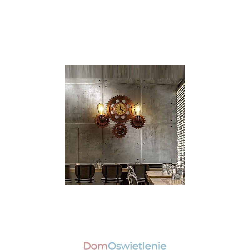 Lampy ścienne w stylu vintage industrialnym z drewna w kształcie koła zębatego, kreatywne, obrotowe, oświetlenie do restauracji, kawiarni, baru, dekoracji