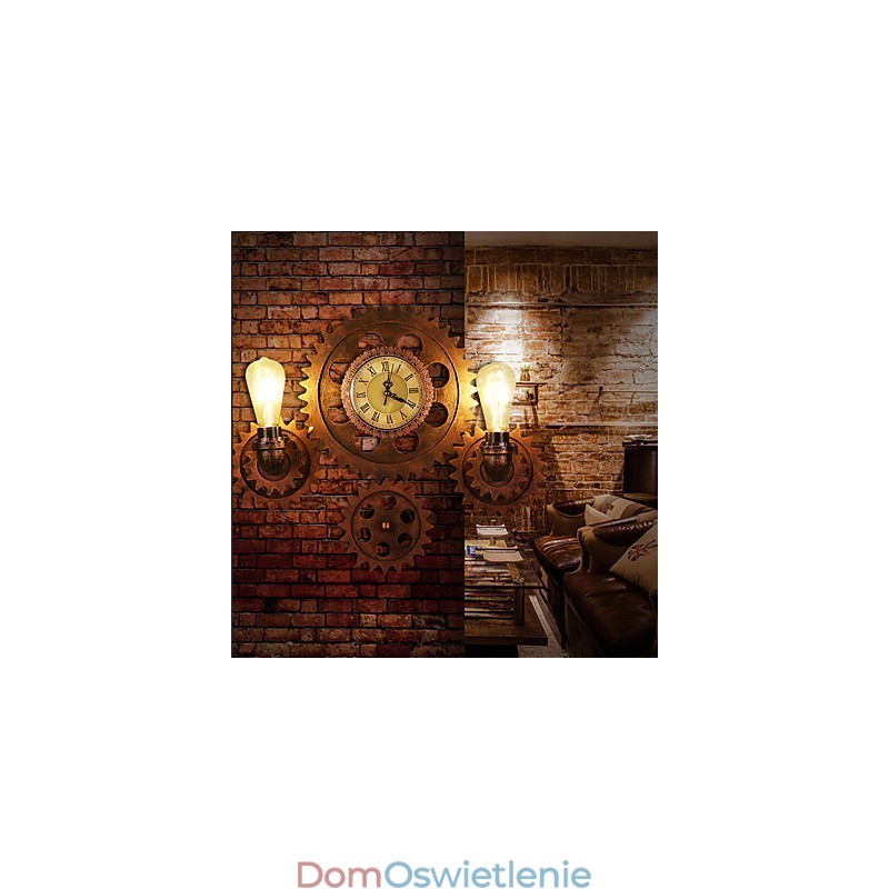 Lampy ścienne w stylu vintage industrialnym z drewna w kształcie koła zębatego, kreatywne, obrotowe, oświetlenie do restauracji, kawiarni, baru, dekoracji