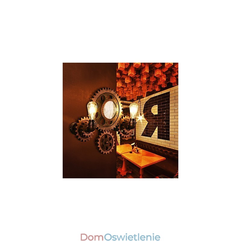 Lampy ścienne w stylu vintage industrialnym z drewna w kształcie koła zębatego, kreatywne, obrotowe, oświetlenie do restauracji, kawiarni, baru, dekoracji