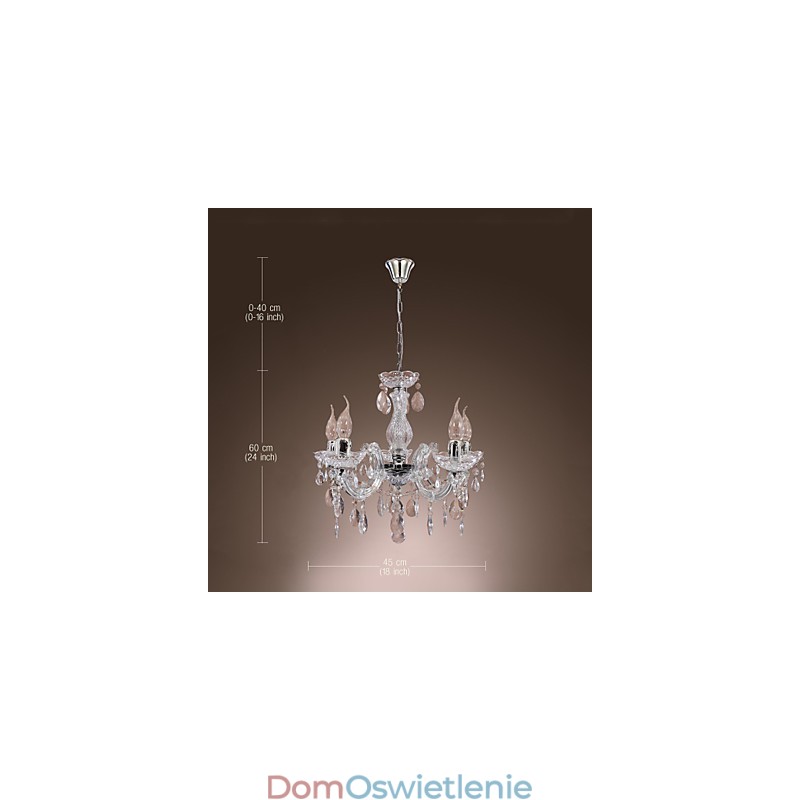 Lampa sufitowa chromowana Upligh, lampa wisząca na świecę, akrylowa, żyrandol
