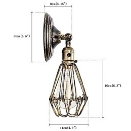 Kinkiety ścienne Vintage Indoor Angle Adjustable Metal Wall Light Retro Wire Cage Wall Lamp