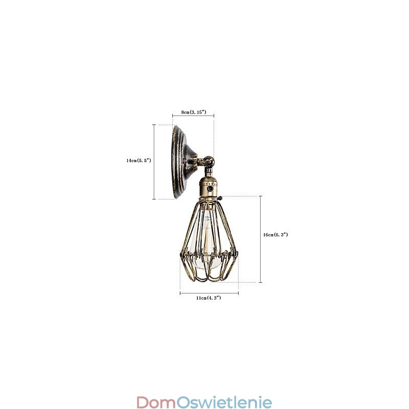 Kinkiety ścienne Vintage Indoor Angle Adjustable Metal Wall Light Retro Wire Cage Wall Lamp