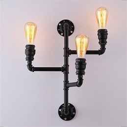 Vintage Industrial Pipe Wall Lights Black Creative Lights Restaurant Cafe Bar Decoration lighting With 3 Lights Painted Finish