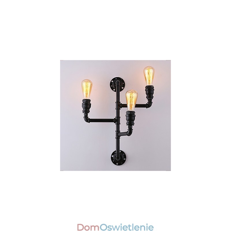Vintage Industrial Pipe Wall Lights Black Creative Lights Restaurant Cafe Bar Decoration lighting With 3 Lights Painted Finish