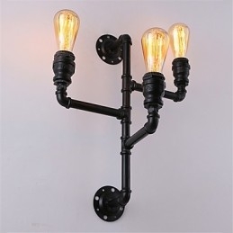 Vintage Industrial Pipe Wall Lights Black Creative Lights Restaurant Cafe Bar Decoration lighting With 3 Lights Painted Finish